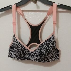 ProPlayer Black and Pink Sports Bra with Molded Cups and Adjustable Straps